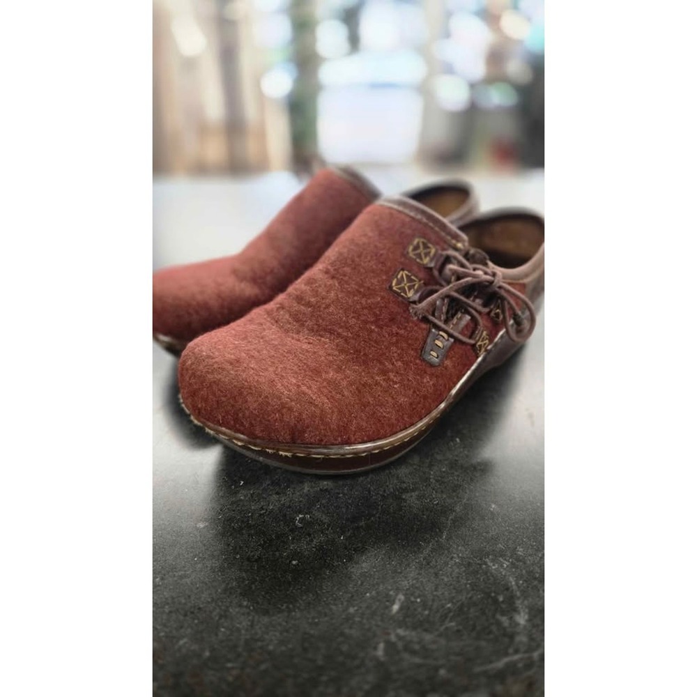 Born Wool Felt Leather Comfort Clog Shoes W52058 Brown 9 - Picture 2 of 8